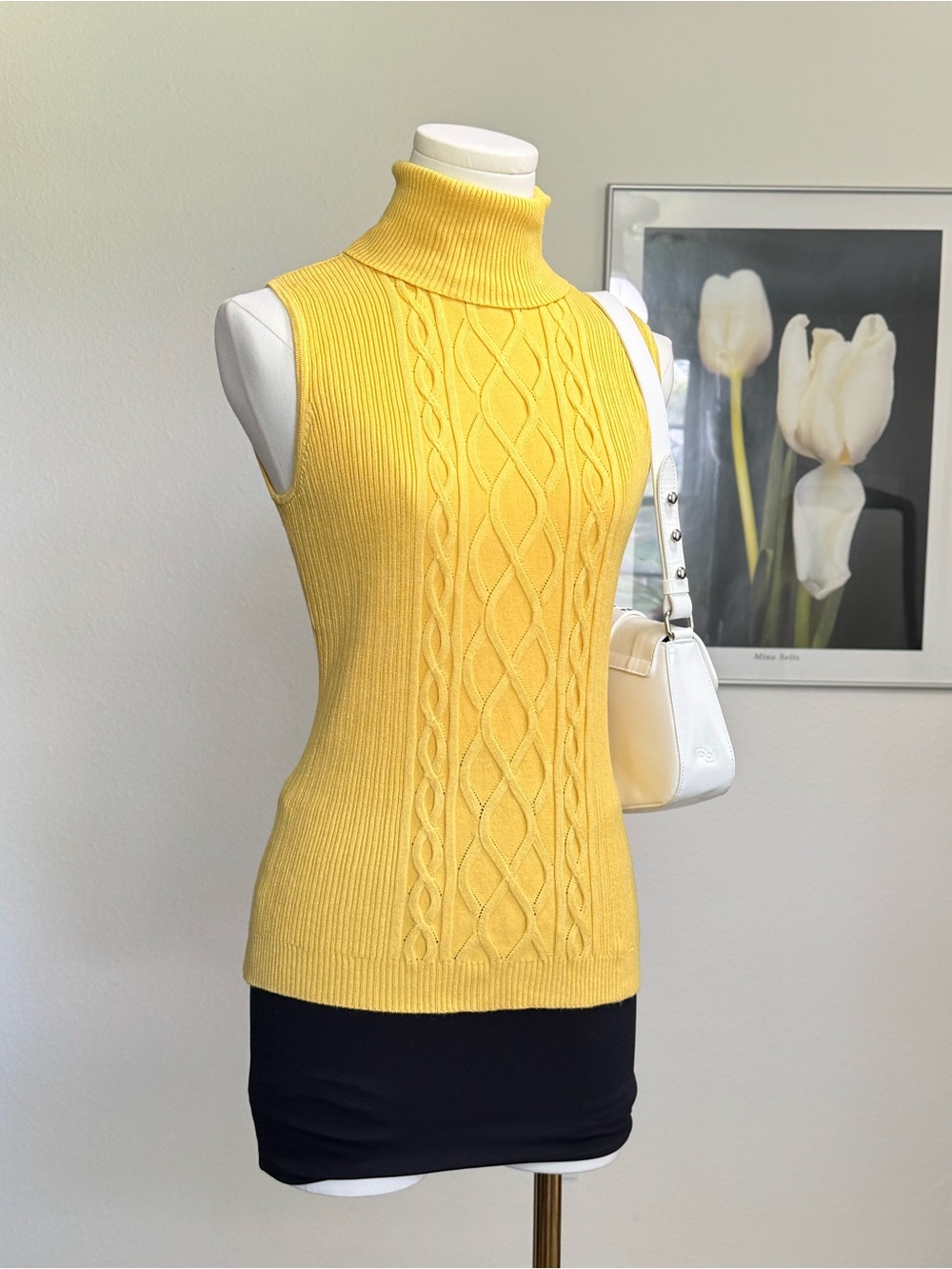 Vintage Tara Ryan Sleeveless Turtleneck Knit Vest 90s Retro Academia